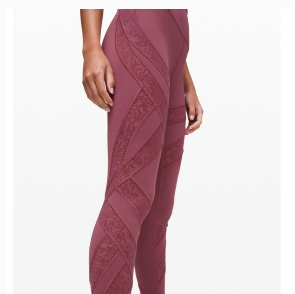 Lululemon Wunder Under High Rise Flocked Plumful 2 Pink Purple Legging Mesh